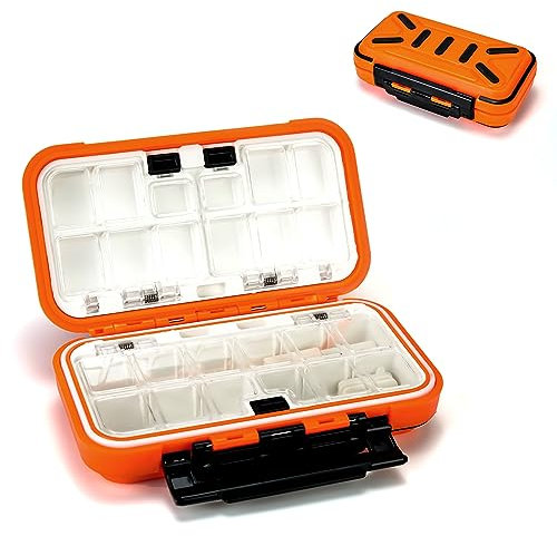 Piscorush 24 Fächer Wasserdicht Köderbox Angeln Tackle Box Spoon Tasche Angel Box Fishing Box Professionelle Angel Zubehör Aufbewahrungsbox Haken Köder Angelbox für Angelzubehör (Orange 1stk)