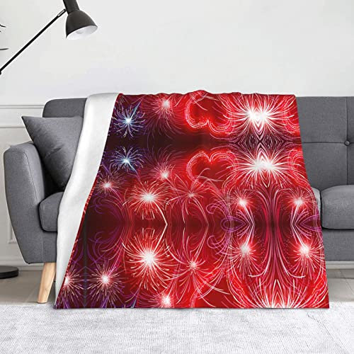 Rote Herzen Feuerwerk Überwurfdecke Picknickdecke Druck Warm Saugfähige Decke Für Bett Couch