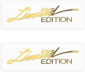 JNNJ 2 Stück Auto Limited Edition Logo, 3D Limited Edition Logo Emblem Abzeichen Metall Abziehbilder Autozubehör, Für LKW Auto Fenster Windschutzscheibe(Gold)
