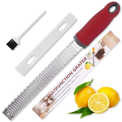 Lemon Zester Grater, Citrus Zester Grater with Handle, Kitchen Gadgets for Cheese, Lemon, Chocolate, Nutmeg, Ginger, Fruit, Vegetable, Stainless Steel Micro Cheese Grate, Dishwasher Safe(Narrow)