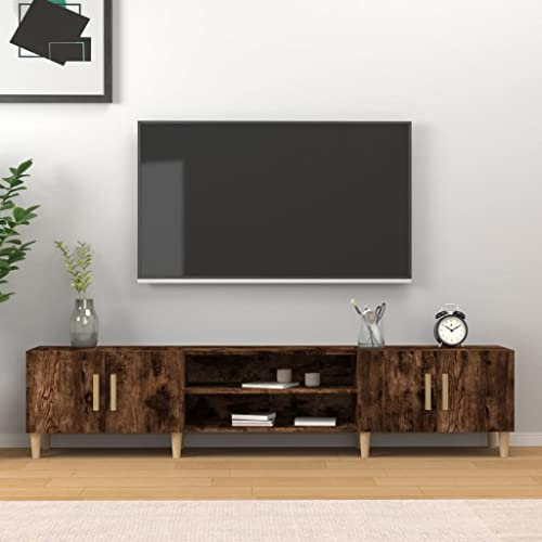 FENLAX Mueble de TV Moderno TV Stand Roble Ahumado 180x31,5x40 cm