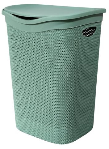 Cesta Portabiancheria da Bagno Intreccio Verde Antico 55 Litri