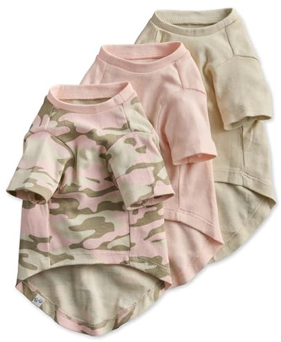 Pet Passion Toby 3-Pack 100% Organic Cotton Dog Short Sleeve T-Shirt Pet Tees for All Breeds, Pink Camo, Large (40-60 lbs)