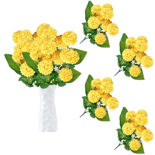 astylishome Fake Flowers for Decoration Artificial Bigger Hydrangea with Stem Real Touch False Hydrangeas Flower Bouquets for Wedding Home Party Garden Centerpiece Yellow 0506