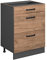 Vicco Schubladenschrank R-Line, Schubladenschrank für die Küche, Goldkraft Eiche, 60 cm AP Marmor