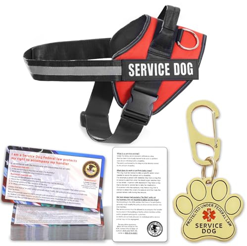 Opstin Diensthundegeschirr für kleine Hunde, Lightweight Dog Harness mit Service Dog Tag und 50 ADA Info Cards, Diensthundeweste Small Breed, Adjustable Dog Vest Harness für Training Walking, X-Large