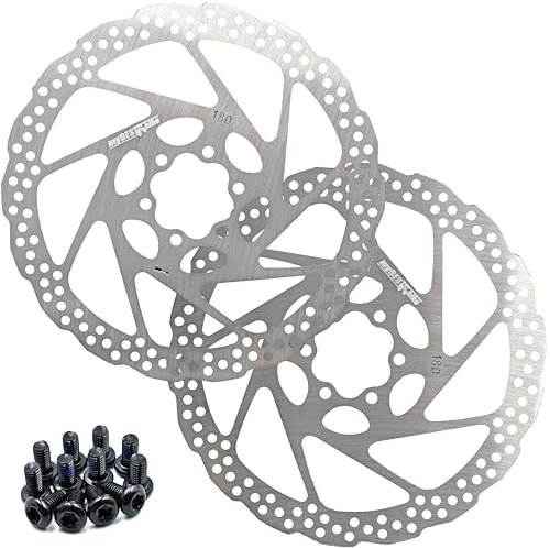 myBESTbike Bremsscheibe für Fahrrad, 140/160/180 mm, 2 Stück, Edelstahl, Fahrrad-Rotoren mit 12 Stück T25 M5 x 10 mm Schrauben für Fahrrad, Mountainbike, MTB, BMX