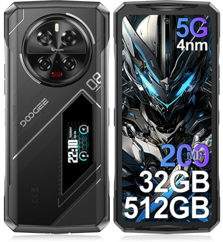 DOOGEE V40Pro Telephone Portable Incassable 5G Android 14,36Go+512Go-2To Extensible Smartphone Incassable,Écran arrière de 1,47,4nm D7300 CPU,8680 mAh 33W,6,78 FHD+120 Hz,WiFi6/Empreinte/Face ID NFC