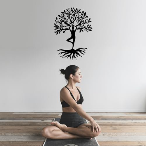 SUPERDANT Stickers Muraux de Yoga Arbre de Vie Décalcomanies Murales en Vinyle Yoga Décoration Murale Yoga Autocollant Adhésif Décorations D'Art en Vinyle DIY