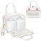 rain bunny Tragbare Milchpumpentasche mit Kühler und Eisbeutel, kompatibel mit Elvie Pumps und Medela Pumpe im Stil, Pumpen Kühltasche mit Schultergurt, Arbeit, Reisen und Familie (Weiß)
