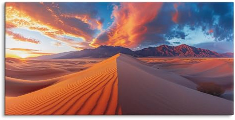 Paul Sinus Wandbild auf Leinwand in 120x60cm Wüste Sonnenuntergang Dünen Natur Leinwand Farbenpracht