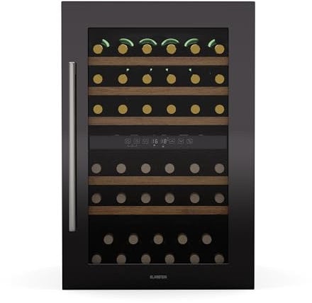 Klarstein Vinsider 57 Duo Cave à vin 2 zones - 57 bouteilles, 5-22°C, encastrable, silencieuse 38 dB, étagères en bois, vitre anti-UV, 143 L