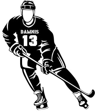 Personalisiert Wandtattoo Eishockey mit Name und Nummer Wandaufkleber Wandsticker für Kinderzimmer Wohnzimmer Schlafzimmer Wanddeko,Geschenk für Kinder Junge Teenager Männer