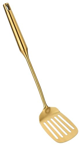 Slotted Spatula 15x3 Inch Slotted Turner Stainless Steel Gold Spatula Temperature Resistant Spatula for Fish, Egg, Pancake Fish Spatula, Kitchen Tools Accessories