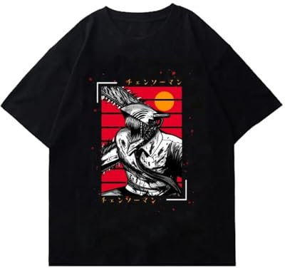 Japanese Manga Chainsaw Man T-Shirts Men T Shirts Streetwear Tee Shirt Clothes top Black XXL