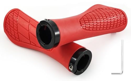 MAJOYLIFE Bike Handlebar Grips,Bicycle Handle Grips with Single Lock on Clamp for MTB/BMX,Road,Scooter and Folding Bikes (Red)