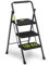 Escabeau à 3 Marches, Tabouret Escabeau Pliant avec Large Pédale Antidérapante, Échelle Stable en Acier, Poignée Confortable, Tabouret Escabeau en Acier Léger et Portable, Noir