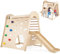 GYMAX 8 in 1 Kids Climbing Set, Wooden Toddler Climber Playset with Slide, Climbing Rock/Net, Ladder, Crawling Hole, Swing and Monkey Bars, Indoor Children Playground for 3+ Years Old (Natural)