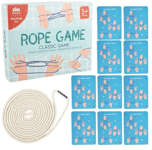 Cats Cradle String,Interactive Hand Braid Puzzle Rope Trick Toy - Traditional Cat Cradles String Game for Indoor Home, School, Outdoor