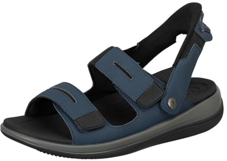 Orthofeet Damen Orthopädische Hands-Free Calypso Stoff-Sandalen zum Hineinschlüpfen in Blau, Größe 39