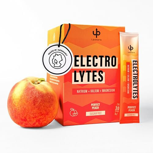 Upsters Electrolytes Perfect Peach | Elektrolyte ohne Zucker mit Mineralstoffen & Cholin | 30 Sticks | Zuckerfreies Pulver für Alltag & Sport | Vegan & Keto (30 Portionen, Pfirsich)