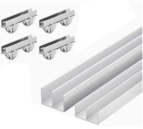 Sistema de riel de puerta corredera de cristal, mecanismo de doble riel suave para vitrinas y armarios