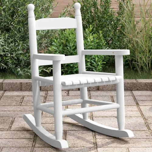 Genérico Mecedora para niños Madera Maciza de álamo Blanca,Mobiliario,Sillas,Mecedoras-4008881