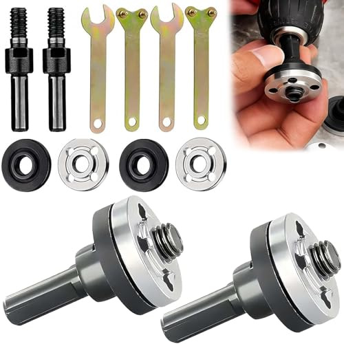 Angle Grinder Adapter for Drill, Grinder Tool, 10 PCS Angle Grinder Attachments Set Including 10mm Shank Arbor Mandrel Drill Adaptor, Flange Nut and Wrench, Drill Attachments for Most Angle Grinder