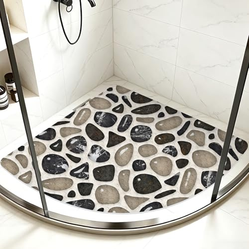 Corner Shower Mat Non Slip Anti Mould - 55 x 55 cm Soft PVC Non Slip Shower Mats for Inside Shower Tray, Walk-in Shower Mat for Corner Shower, Quadrant Anti Slip Shower Mats for Bathroom Wet Areas