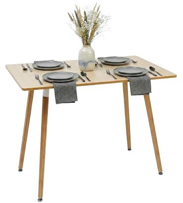 Relaxdays Esstisch, eckig, HxBxT: 75 x 110 x 70 cm, MDF & Bambus, für 4 Personen, skandinavischer Esszimmertisch, Natur