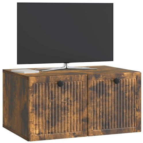 vidaXL Wandmontierter TV-Schrank Geräucherte Eiche 59,5 x 41 x 30 cm, Moderner Wohnraum, rechteckiger TV-Schrank, viel Stauraum, Wandmontage, kompakter Organizer fürs Zuhause