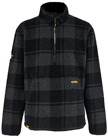 DEWALT Debden Men's Borg Fleece Half Zip Regular Fit Work Jacket, Black/Grey, XX Large
