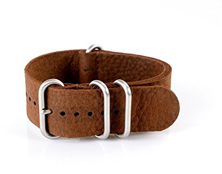 Vk von Buran01.com Uhrenarmband Zulu Vintage Style Leder NATO Dunkelbraun/Brown 22mm Watch Strap
