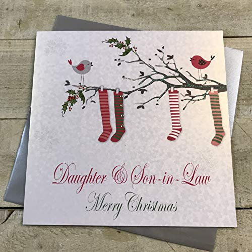 WHITE COTTON CARDS Weihnachtskarte für Tochter und Schwiegersohn, handgefertigt, Code x14-82
