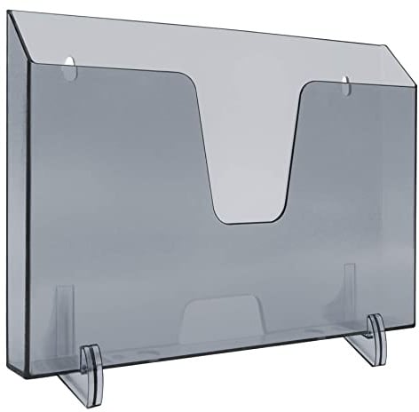Acrimet Pocket File Holder Horizontal Design Brochure Display (for Wall Mount or Countertop Use) (Removable Supports Included) (Letter Size) (Smoke Color)
