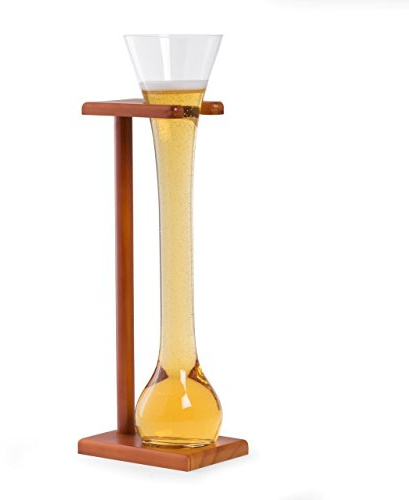 Bey Berk Demi Yard Glass y verre con soporte en bois, 680,4 gramos
