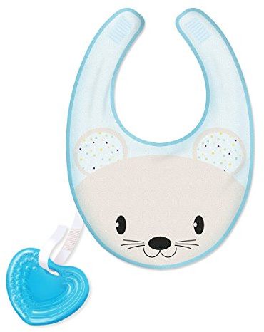 Chicco 00002582200000 Lätzchen FRESH BIB Mit Abnehmbarem Beissring Boy, blau