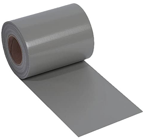 NOOR Sichtschutzstreifen PVC BASIC für Doppelstabmattenzaun - Zaunfolie Rolle steingrau 0,19x35 m - blickdichter Wind- & Sichtschutz - Zaunblende 450 g/m² inkl. 25 Klemmschienen