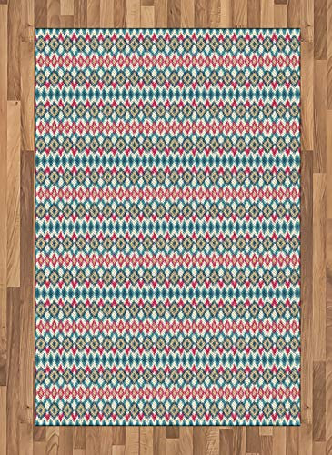 ABAKUHAUS Ikat Teppich, Uralter mexikanischer Eingeborener, Deko-Teppich Digitaldruck, Färben mit langfristigen Halt, 120 x 180 cm, Mehrfarbig
