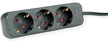 ROLINE 3-fach Steckdosenleiste ohne Schalter, schwarz, 3 m