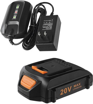Cell9102 WA3520 Batterie au lithium pour Worx 20 V WA3525 et chargeur WA3742 compatible avec les outils électriques sans fil Worx 20 V, remplace la batterie Worx 20 V et le kit de démarrage