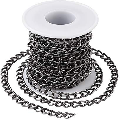 Rollo de cadenas de eslabones de aluminio plomizo de 5 m, cadenas trenzadas sin soldar, 10 x 6,5 mm para collares, accesorios de joyería, fabricación de bricolaje