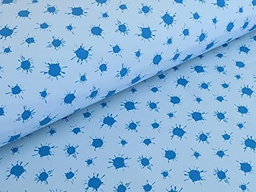 Softshell Kleckse Babyblau Stoff Meterware Regenstoff