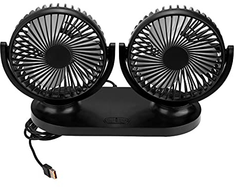 Autolüfter USB Dual Head Autolüfter Tragbare Klimaanlage Auto Kühler Belüftung 12V Abs Fit für Auto(Schwarz)