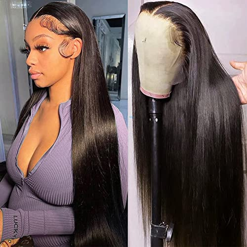 Subella Bone Straight Wigs Human Hair HD Lace Front Wigs 220 Density 26