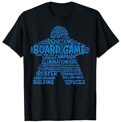 Lustiges Brettspiel Geschenk Meeple Word Cloud für Gamer Männer Frauen T-Shirt