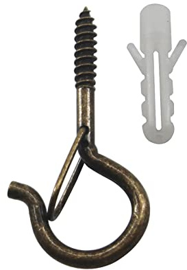 Zerniple Q Shaped Hanger Hooks Bronze Screw Hooks with Safety Buckle for Hanging Lights Flower Pots (20 Pieces)
