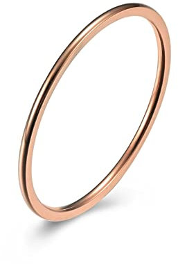 Hoisy Anello Donna Di Fidanzamento, Anello Fidanzamento Donna Oro Rosa 1 Mm Semplice Oro Rosa Misura 12