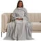 OHS Polar Fleece Blanket With Sleeves Wearable Throw Cosy Super Soft Warm Wrap, Silver - 135 x 170cm