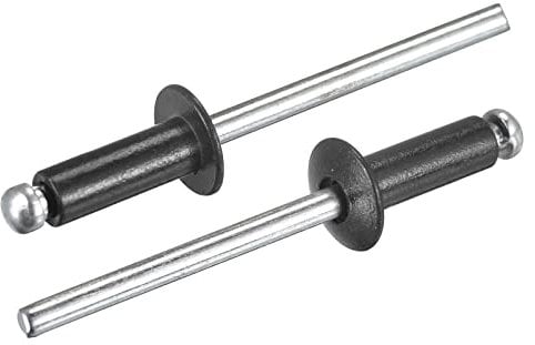 sourcing map Rivetti ciechi in alluminio, 4 mm x 10 mm, testa rotonda piatta per unire piastra metallica, nero 25 pezzi